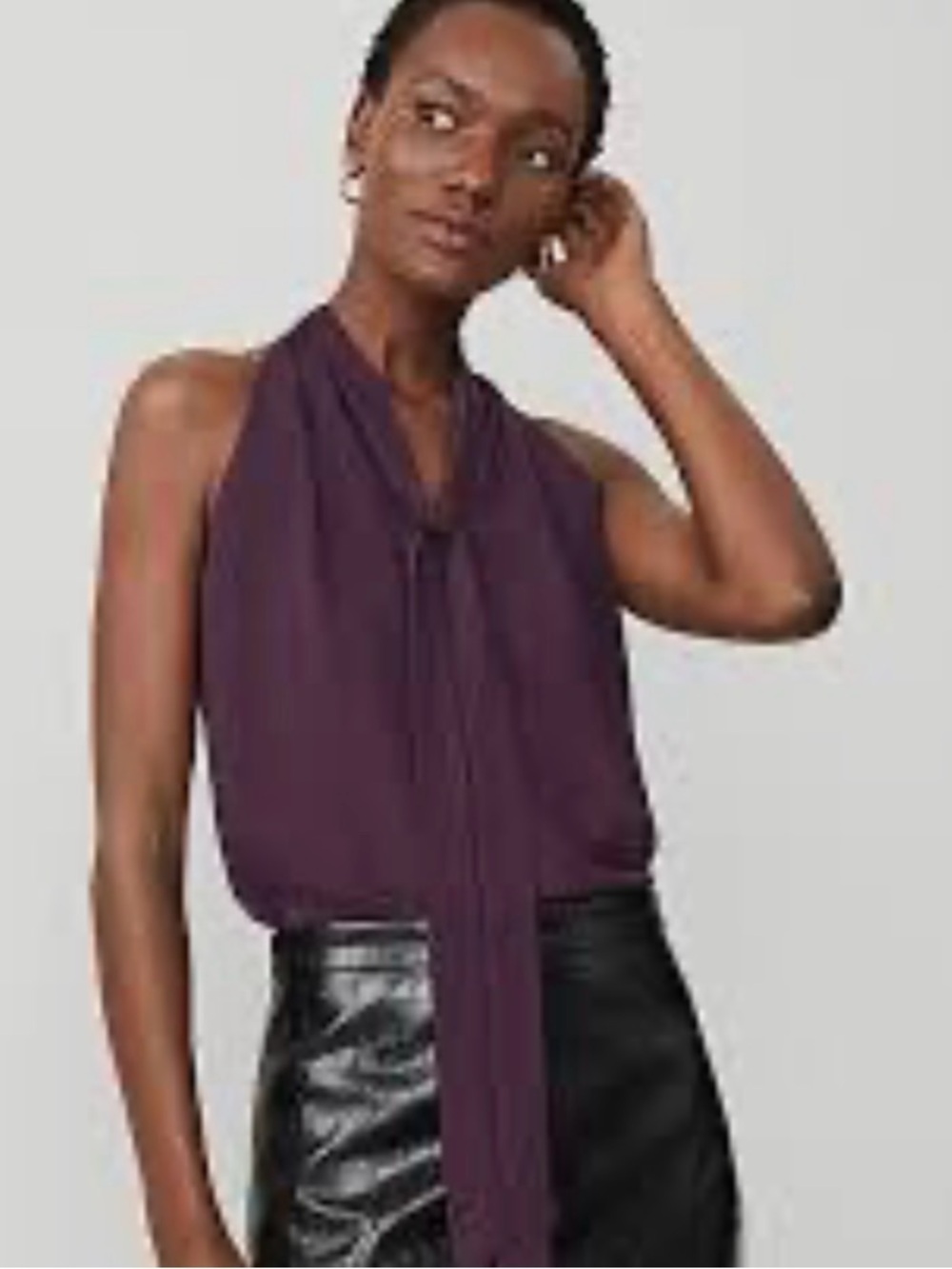Ann Taylor Tie Neck Halter Top in berry red. XS
